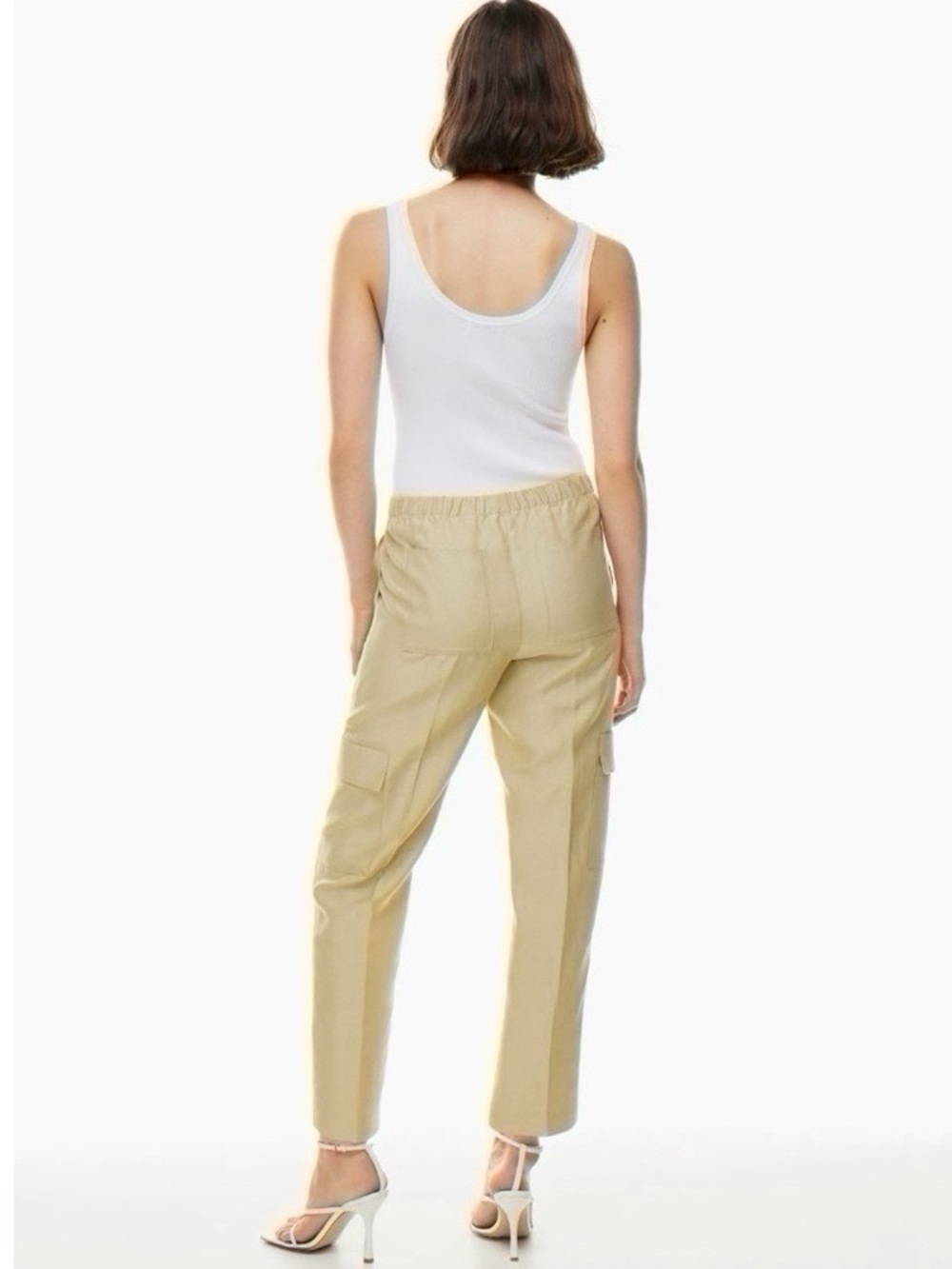 NEW Aritzia Babaton Titan Linen Cargo Pants Humus Beige - Picture 10 of 11